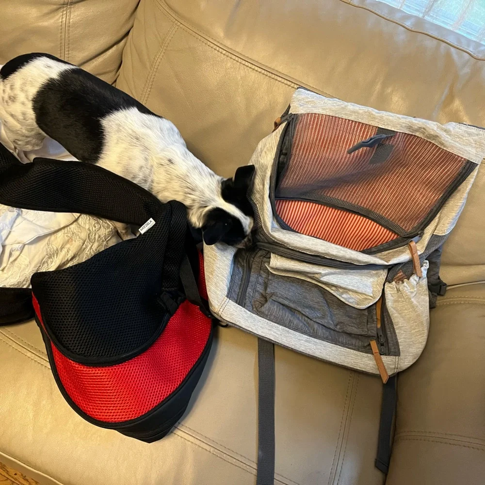 2 pet carriers/backpack and 1 car seat!
